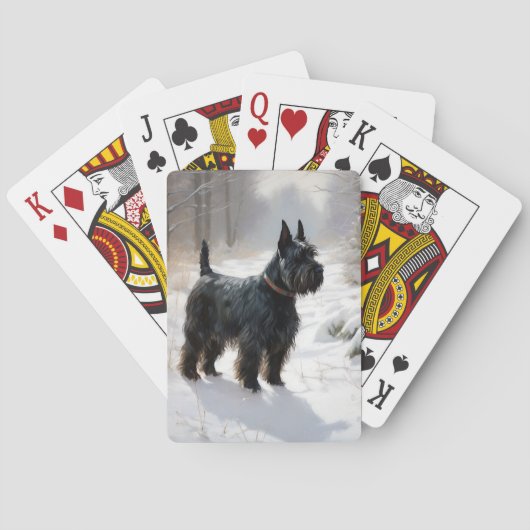 Schotse Terrier Laat het Sneeuwen Kerstmis Pokerkaarten (Achterkant)