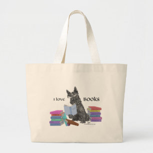Schotse Terrier Leest Boeken Grote Tote Bag