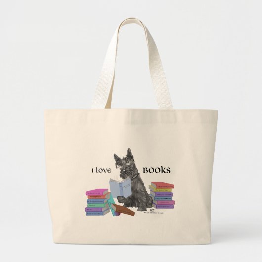 Schotse Terrier Leest Boeken Grote Tote Bag (Voorkant)