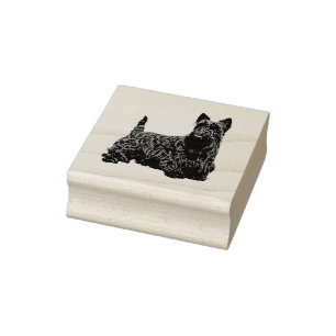 Schotse terriër leuk vrolijk uitzicht aan de voork rubberstempel