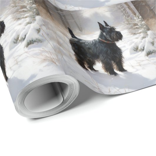 Schotse terriër liet het sneeuwen Kerstmis Cadeaupapier (Rol Hoek)