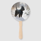 Schotse terriër liet het sneeuwen Kerstmis Handwaaier (Achterkant)