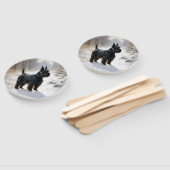 Schotse terriër liet het sneeuwen Kerstmis Handwaaier (Niet-gemonteerd)