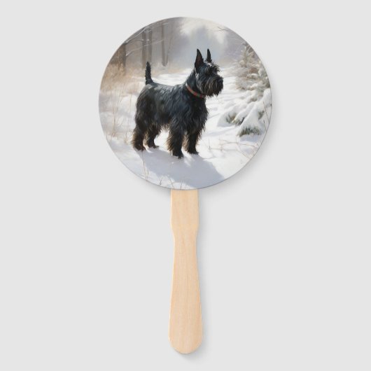 Schotse terriër liet het sneeuwen Kerstmis Handwaaier (Voorkant)
