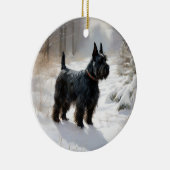 Schotse terriër liet het sneeuwen Kerstmis Keramisch Ornament (Rechts)