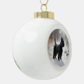 Schotse terriër liet het sneeuwen Kerstmis Keramische Bal Ornament (Links)