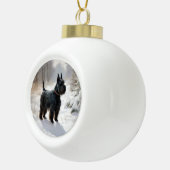 Schotse terriër liet het sneeuwen Kerstmis Keramische Bal Ornament (Rechts)
