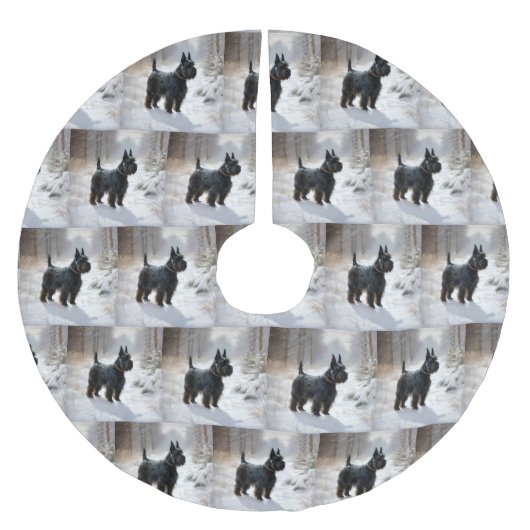 Schotse terriër liet het sneeuwen Kerstmis Kerstboom Rok (Voorkant)