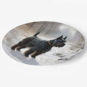 Schotse terriër liet het sneeuwen Kerstmis Papieren Bordje (Gekanteld)