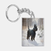Schotse terriër liet het sneeuwen Kerstmis Sleutelhanger (Voorkant Links)