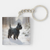 Schotse terriër liet het sneeuwen Kerstmis Sleutelhanger (Achterkant)