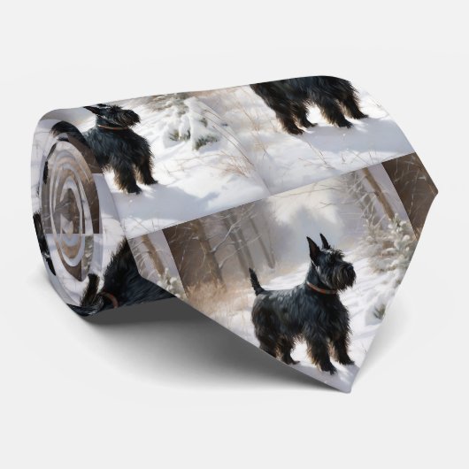 Schotse terriër liet het sneeuwen Kerstmis Stropdas (Opgerold)