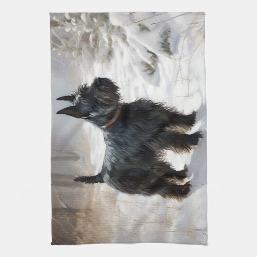 Schotse terriër liet het sneeuwen Kerstmis Theedoek (Verticaal)