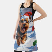 Schotse Terriër Loopt Sneeuw Met Kerst Pet Schort (Insitu)