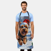 Schotse Terriër Loopt Sneeuw Met Kerst Pet Schort (Gedragen)