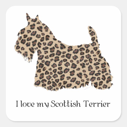 Schotse Terrier Luipaardprint Vierkante Sticker (Voorkant)