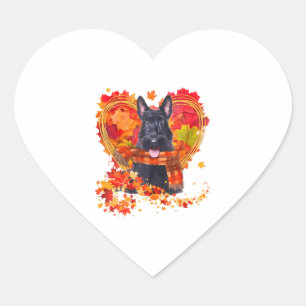 Schotse Terrier met hart gemaakt van herfst leves Sticker