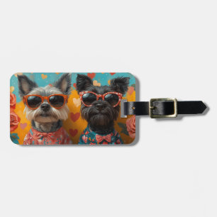 Schotse Terrier met Hartrozen Valentijnsdag Bagagelabel