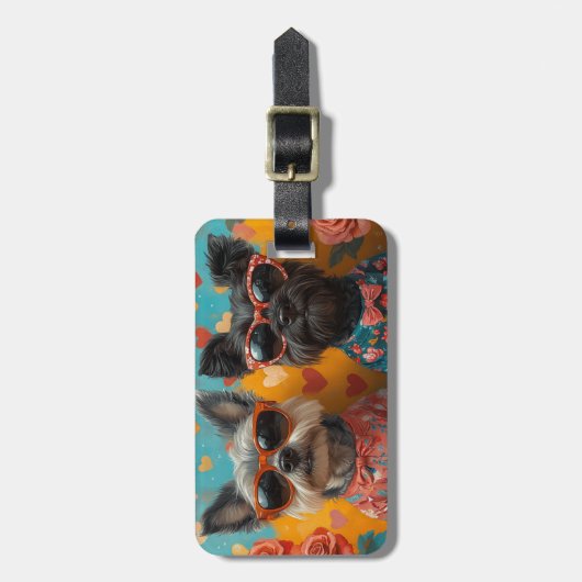 Schotse Terriër met Heart Rozen Valentijnsdag Bagagelabel (Voorkant verticaal)