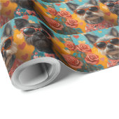 Schotse Terriër met Heart Rozen Valentijnsdag Cadeaupapier (Rol Hoek)