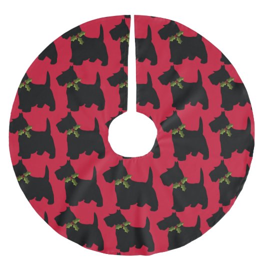 Schotse Terrier met kerstboot hond Pattern Kerstboom Rok (Voorkant)