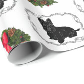 Schotse Terrier met Kerstkrans Cadeaupapier (Rol Hoek)