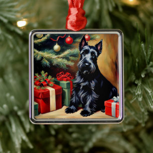 Schotse terriër met Kerstmis Metalen Ornament