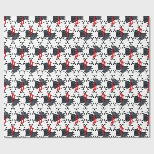 Schotse Terriër met rode sjaal Cadeaupapier (Vlak)