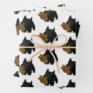 Schotse Terrier Met Teddydbeer Inpakpapier Vel