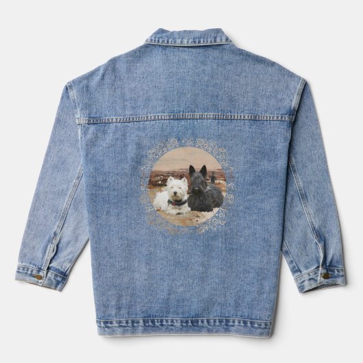 Schotse Terrier met Westie Denim Jacket (Achterkant)