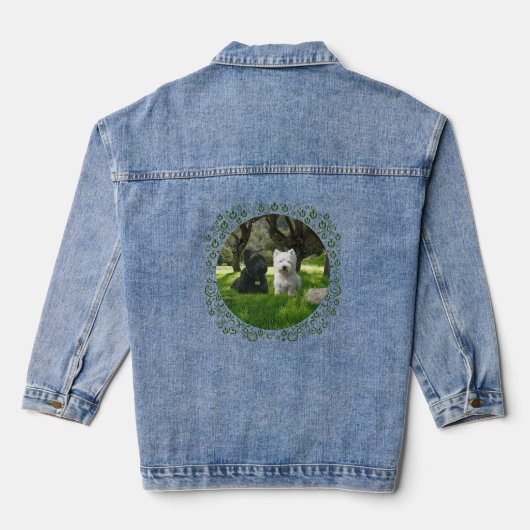 Schotse Terrier met Westie Denim Jacket (Achterkant)