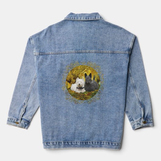 Schotse Terriër met Westie Denim Jacket (Achterkant)