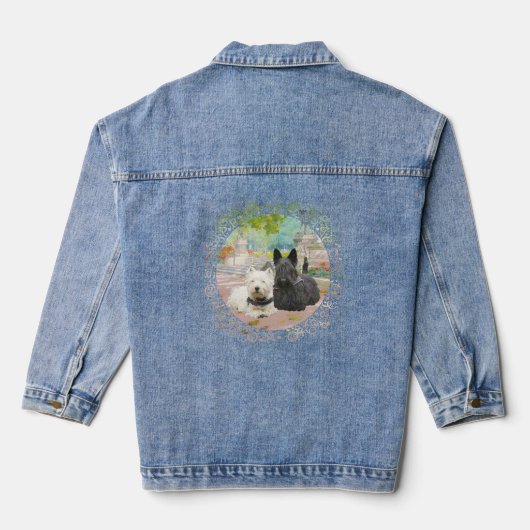 Schotse Terrier met Westie Denim Jacket (Achterkant)