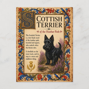 Schotse Terrier, Middeleeuwse Bestiariumkunst Briefkaart