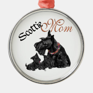 Schotse Terrier Moeder & Pups Metalen Ornament
