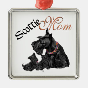 Schotse Terrier Moeder & Pups Metalen Ornament
