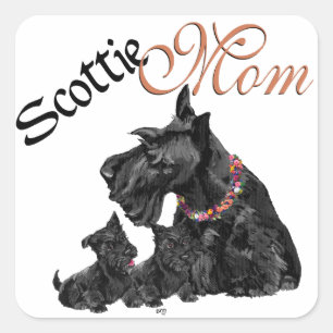 Schotse Terriër Moeder & Pups Vierkante Sticker