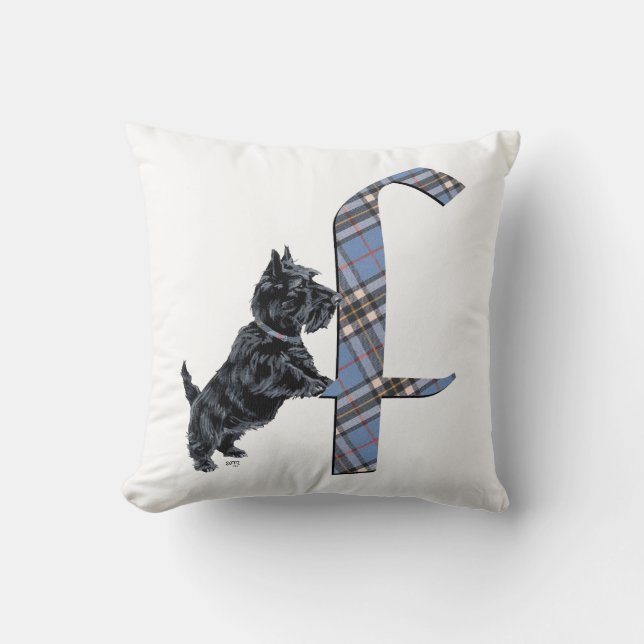 Schotse Terrier Monogram F Kussen (Voorkant)