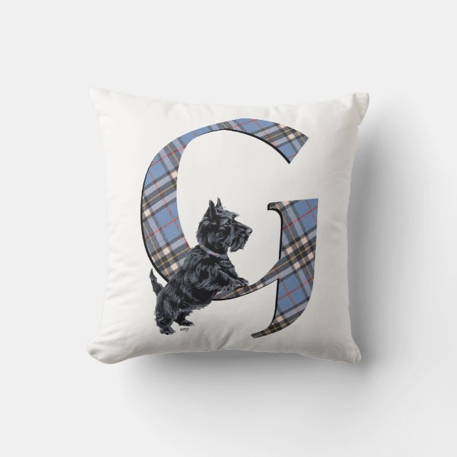 Schotse Terrier Monogram G Kussen (Voorkant)