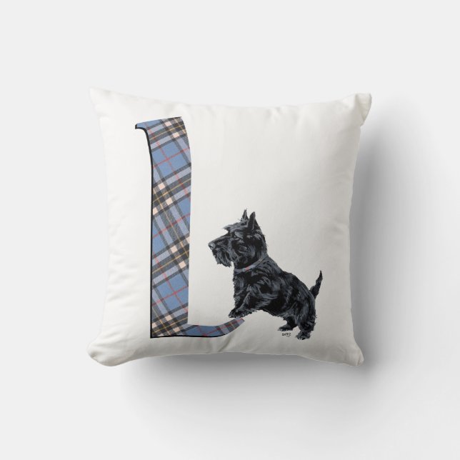 Schotse Terrier Monogram L Kussen (Voorkant)
