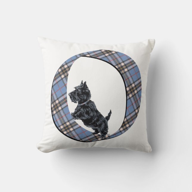 Schotse Terrier Monogram O Kussen (Voorkant)