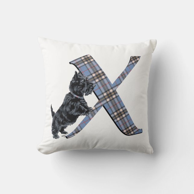 Schotse Terrier Monogram X Kussen (Voorkant)