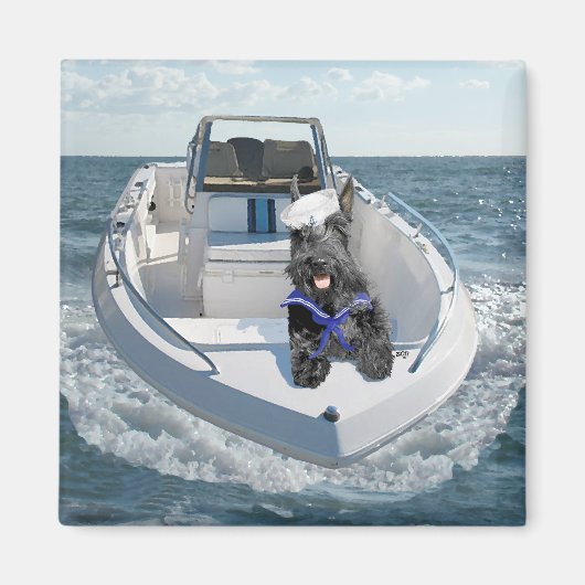 Schotse Terrier op de boot Magneet (Voorkant)