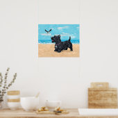 Schotse Terrier op het Strand Poster (Keuken)