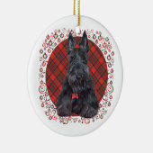 Schotse Terrier op Schots geruit Keramisch Ornament (Rechts)
