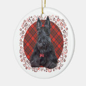 Schotse Terrier op Schots geruit Keramisch Ornament (Links)