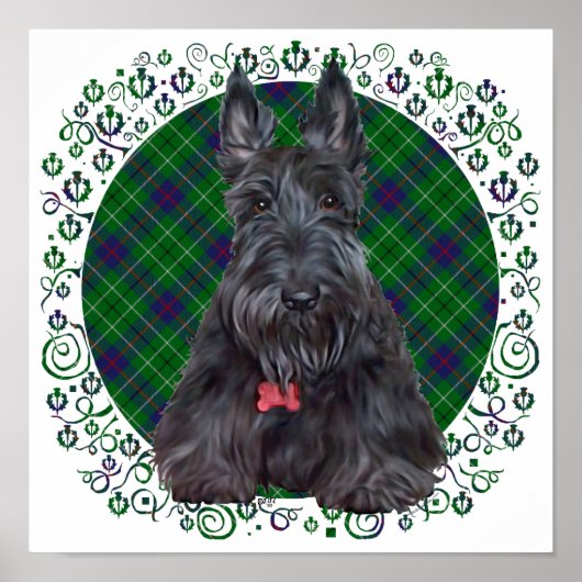 Schotse Terrier op Schotse ruit Poster (Voorkant)