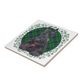 Schotse Terrier op Schotse ruit Tegeltje (Zijkant)