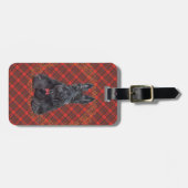 Schotse Terrier op Tartan Bagagelabel (Voorkant horizontaal)