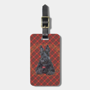 Schotse Terrier op Tartan Bagagelabel